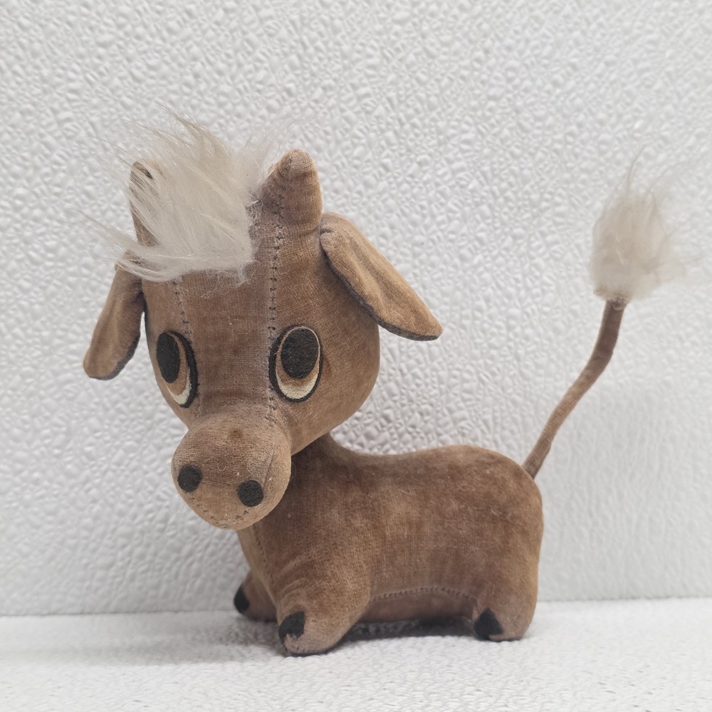 Kamar Japan 1969 Vintage Sawdust Stuffed Animal Brown Cow
